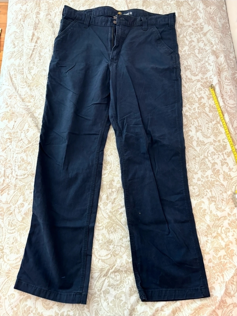 Carhartt Man's Navy Straight Leg Work Pants 36x32